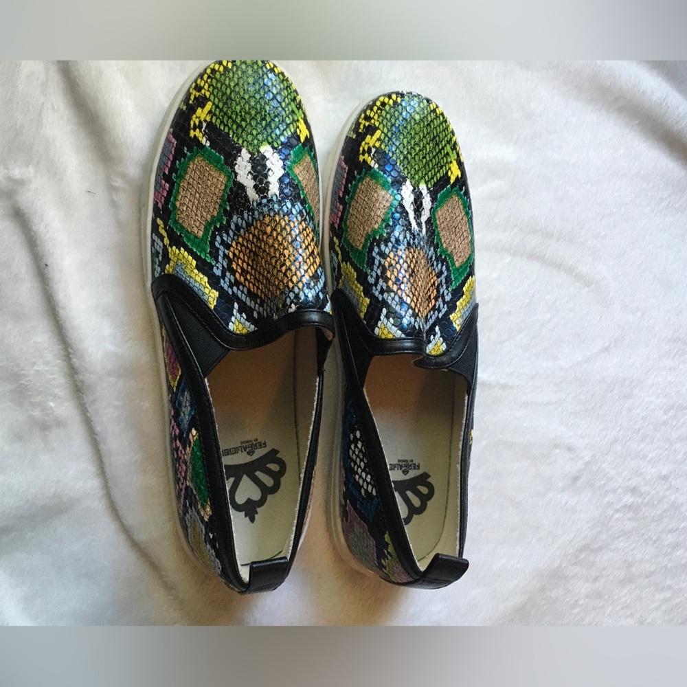 Fergalicious Multicolor Snake-Print Slip-On Sneakers